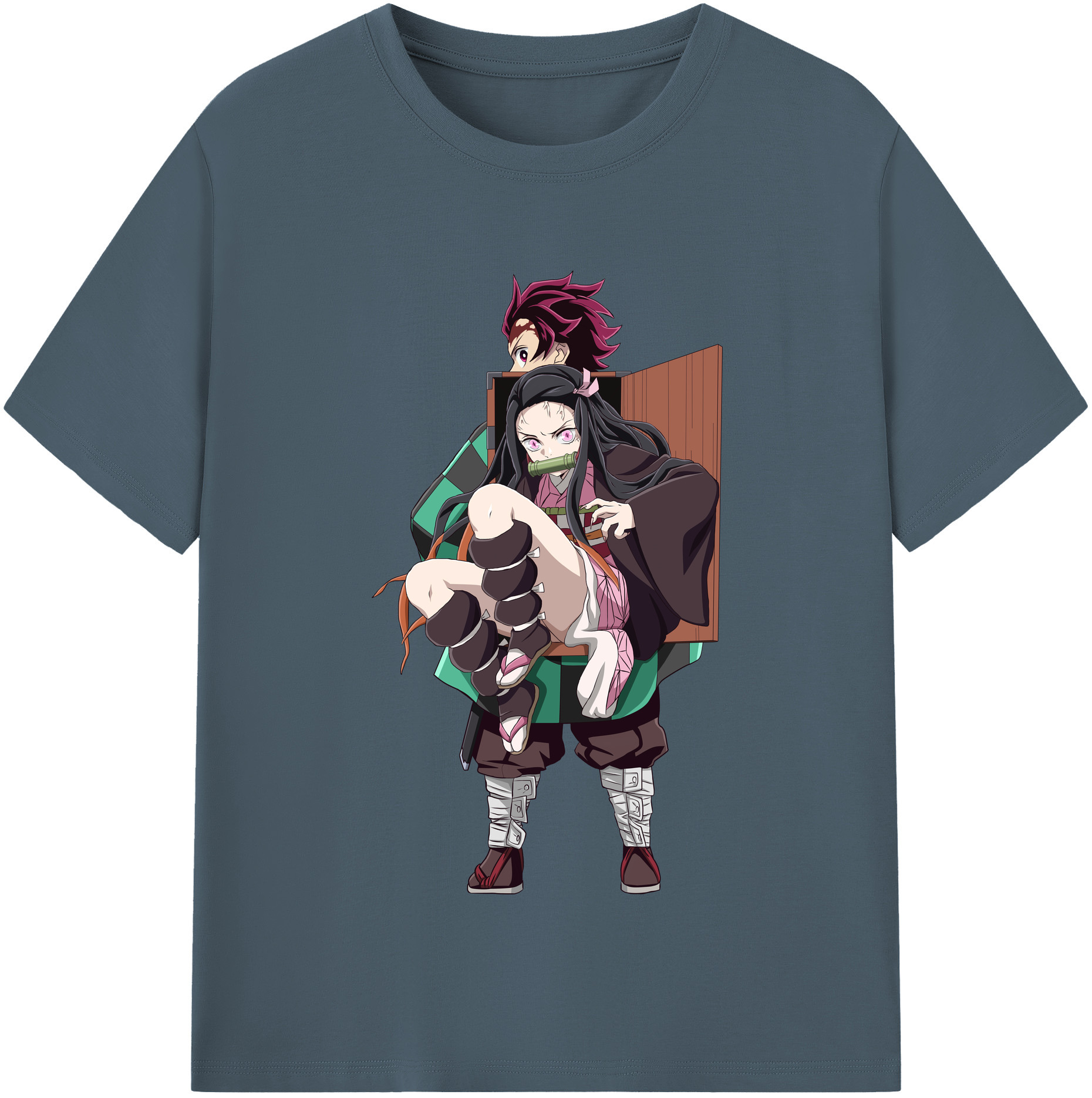 （画像用） 鬼滅の刃（きめつのやいば）竈門 禰󠄀豆子／かまど ねずこ Kamado Nezuko 綿100％半袖Tシャツ（フロントプリント）